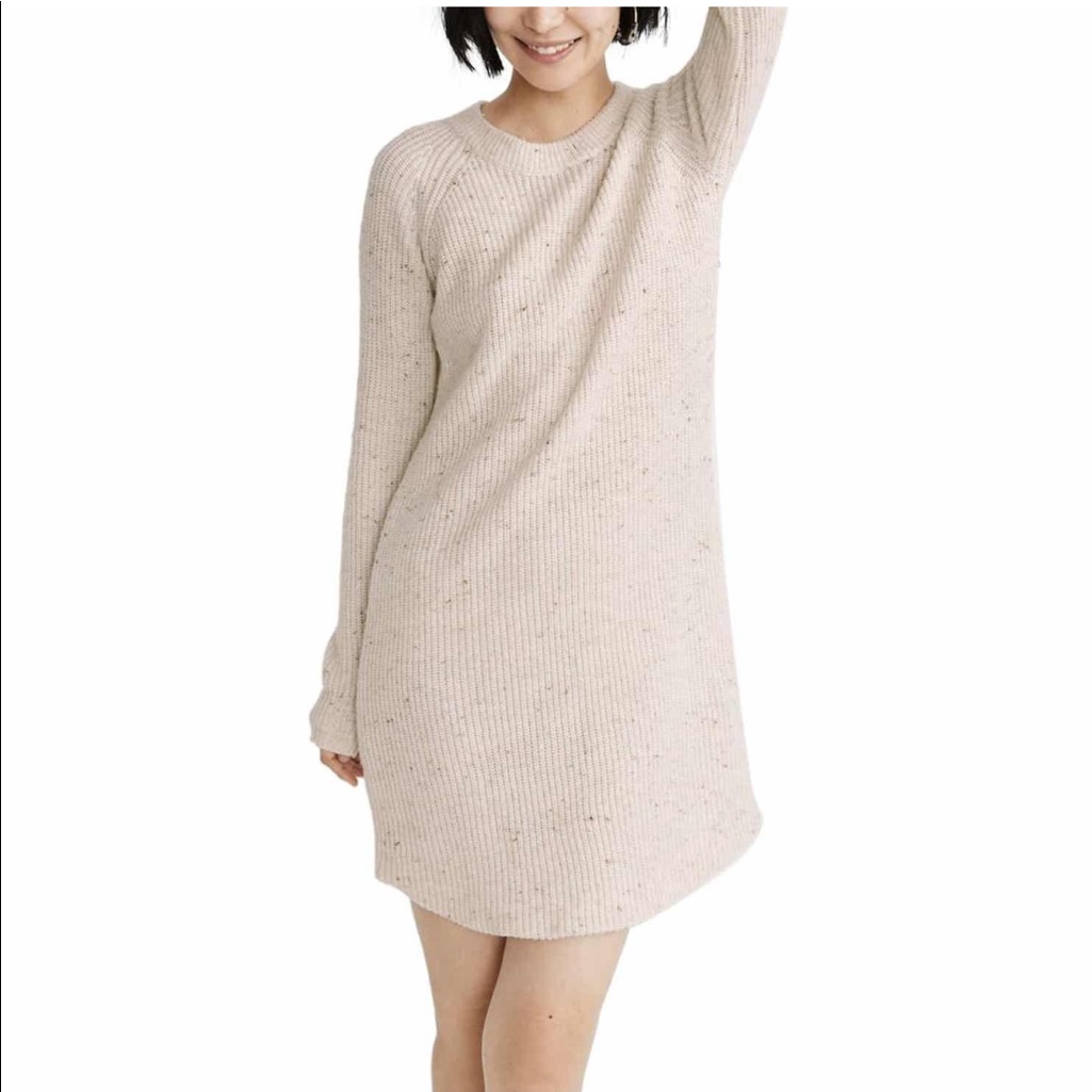 Madewell Curved Hem Sweater Dress: Donegal Pearl